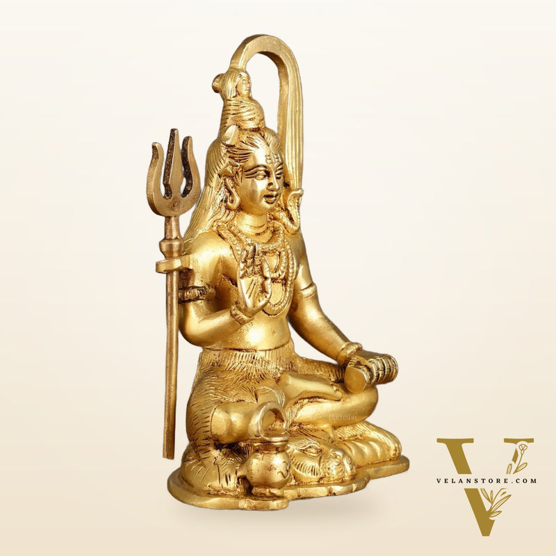 Pure Brass Lord Shiva Detailed Statue with Kamandala | 7 Inch