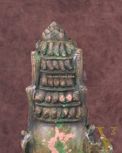 Pure Brass Lord Shiva Face Bust - Antique Green Patina 12"