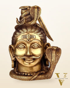 Pure Brass Lord Shiva face Mahakaal Mukhalingam 10 inch