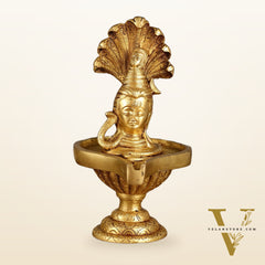 Pure Brass Lord Shiva Face on Lingam | 10 Inch Height