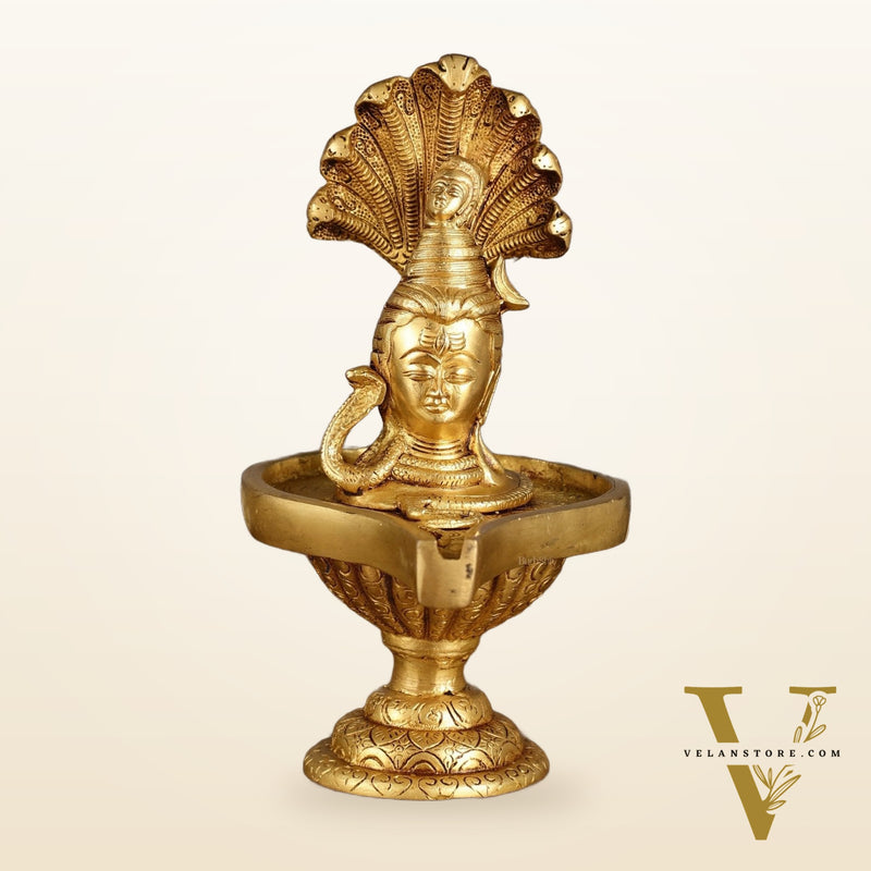 Pure Brass Lord Shiva Face on Lingam | 10 Inch Height