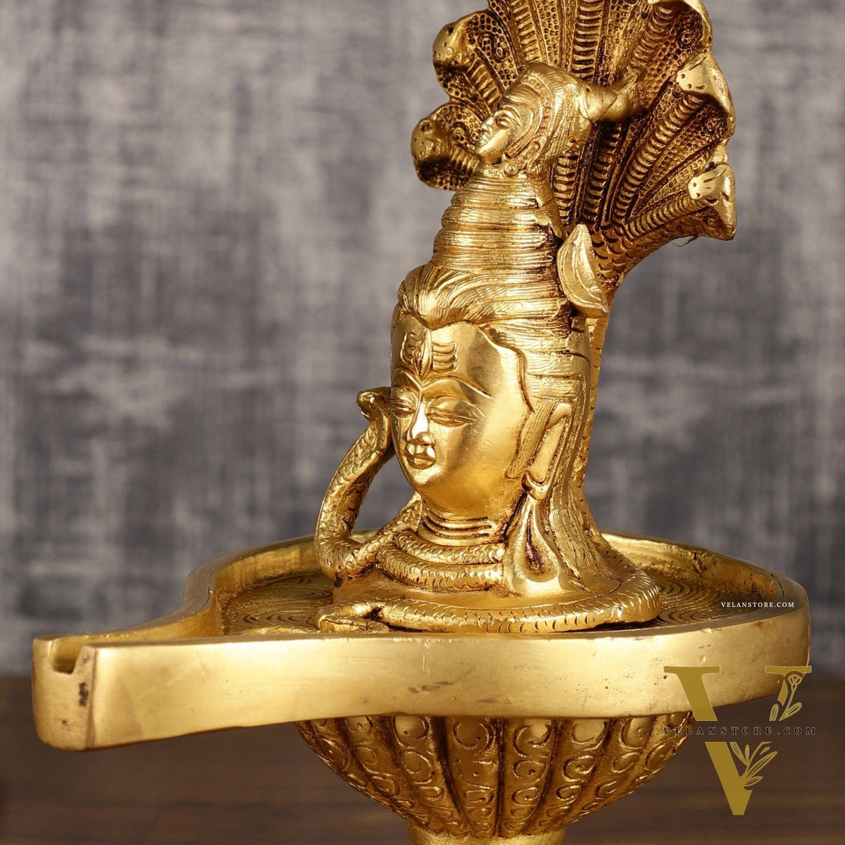 Pure Brass Lord Shiva Face on Lingam | 10 Inch Height