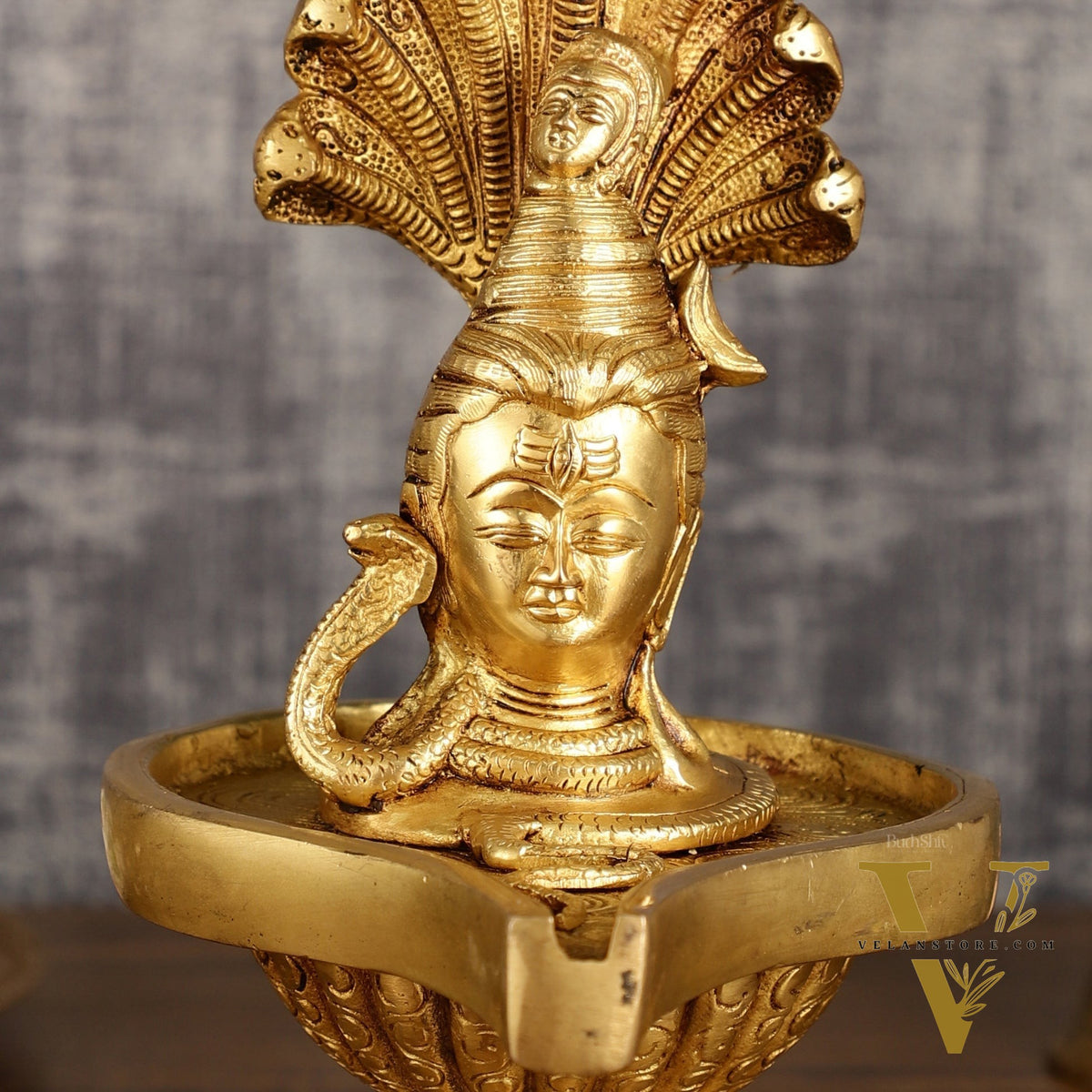 Pure Brass Lord Shiva Face on Lingam | 10 Inch Height