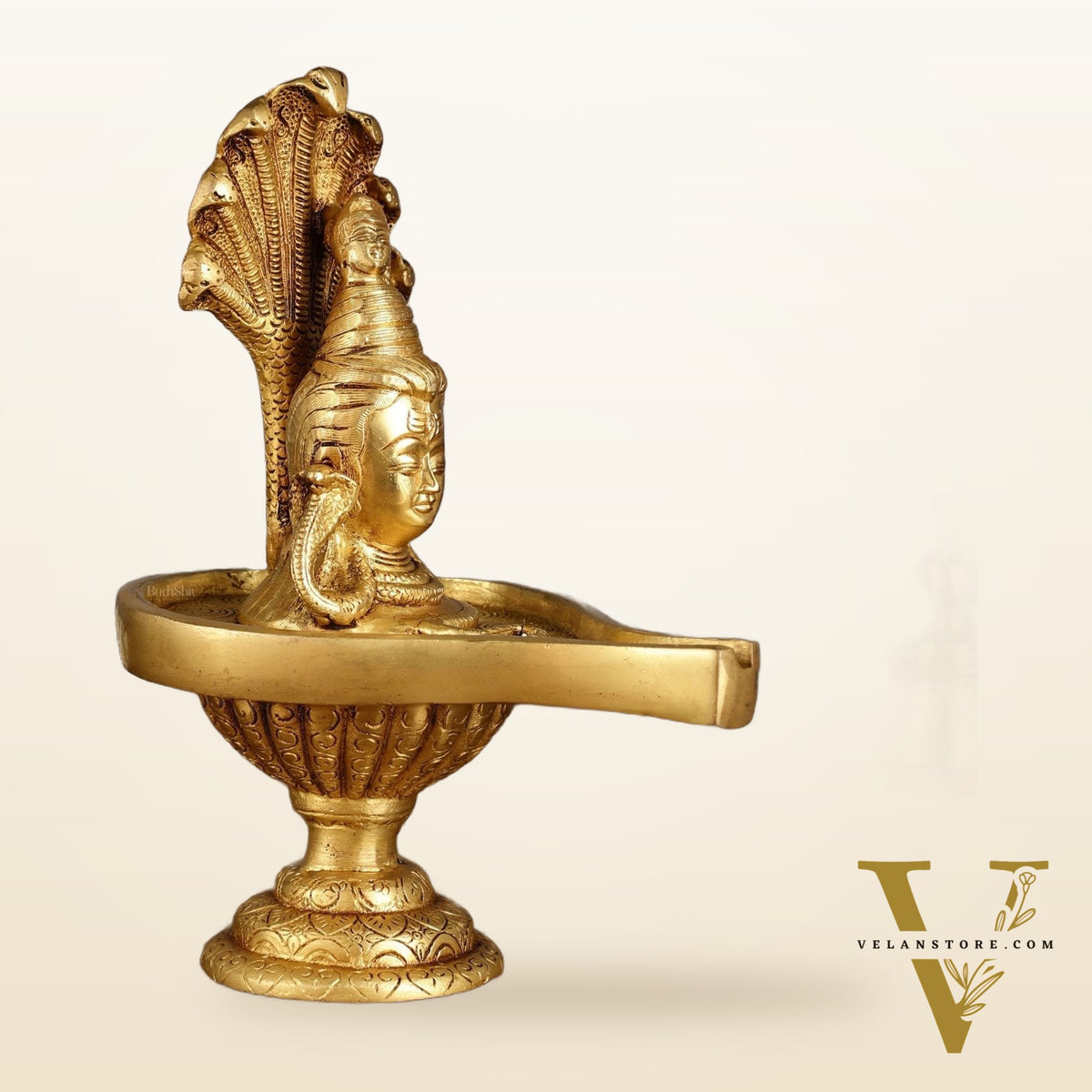 Pure Brass Lord Shiva Face on Lingam | 10 Inch Height