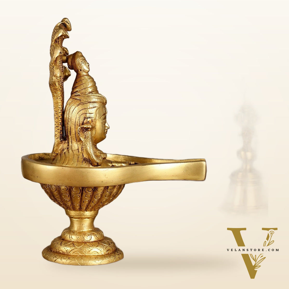 Pure Brass Lord Shiva Face on Lingam | 10 Inch Height