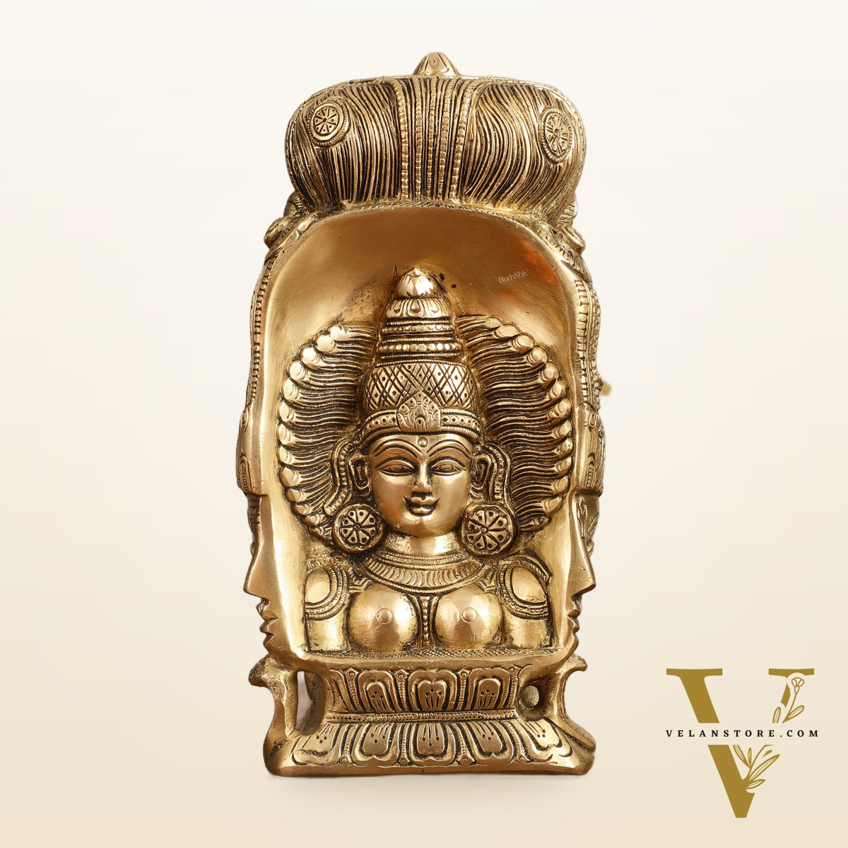 Pure Brass Lord Shiva Head with Parvati Mukhalingam - 8 in Height