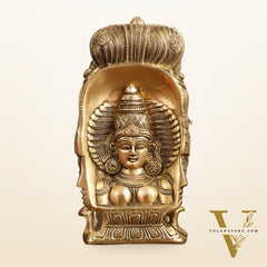 Pure Brass Lord Shiva Head with Parvati Mukhalingam - 8 in Height