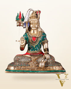 Pure Brass Lord Shiva Idol with Open Eyes 15"