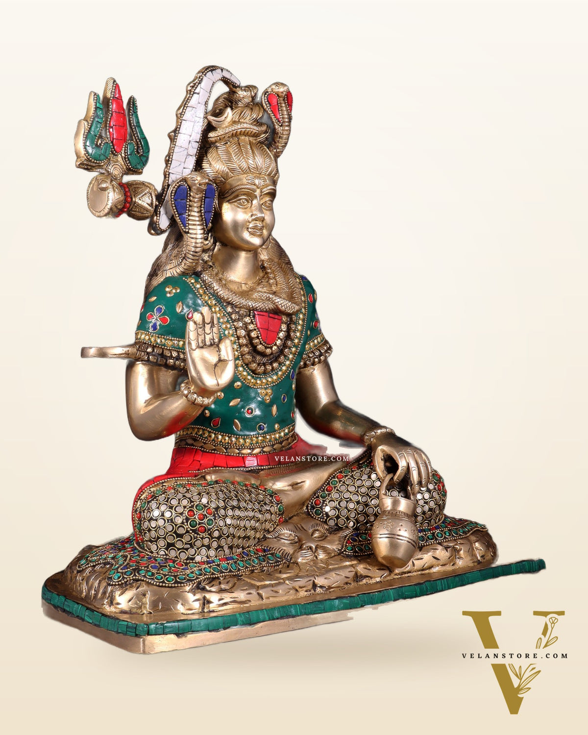 Pure Brass Lord Shiva Idol with Open Eyes 15"