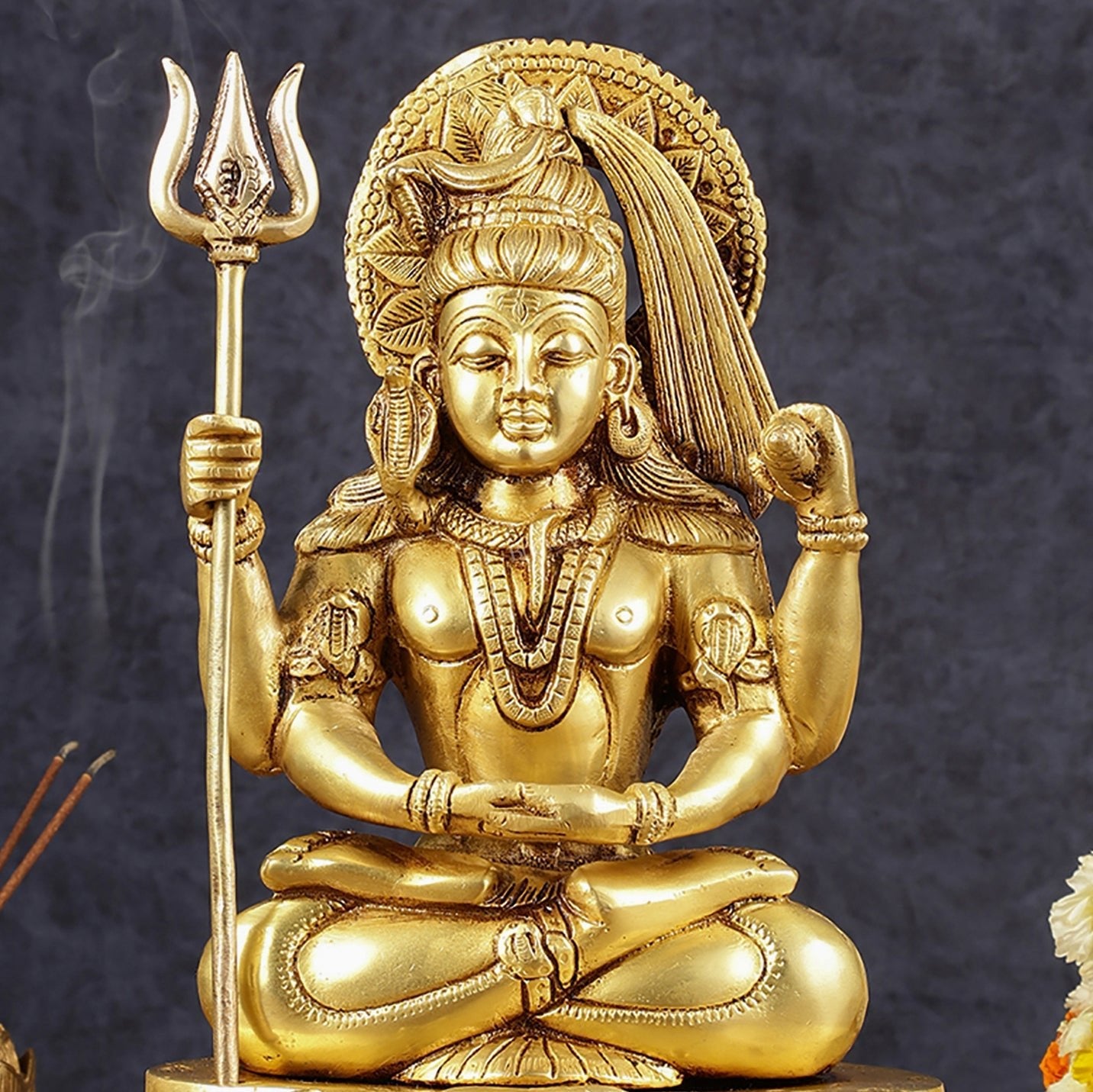 Pure Brass Lord Shiva in Meditation Dhyana Mudra | Height: 12.5 inch