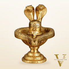 Pure Brass Lord Shiva Lingam with Nag and Nagin | 7.5 Inch