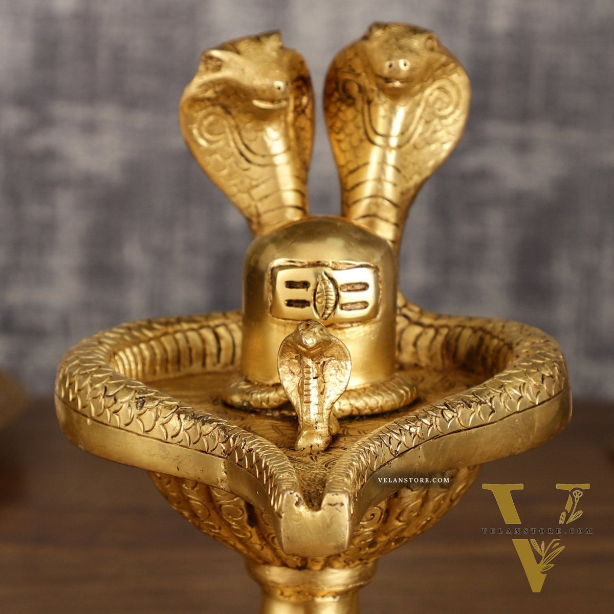 Pure Brass Lord Shiva Lingam with Nag and Nagin | 7.5 Inch