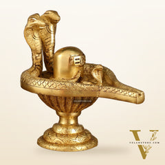 Pure Brass Lord Shiva Lingam with Nag and Nagin | 7.5 Inch
