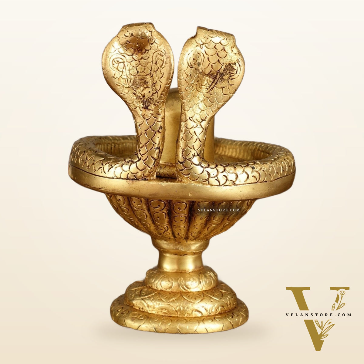 Pure Brass Lord Shiva Lingam with Nag and Nagin | 7.5 Inch