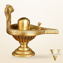 Pure Brass Lord Shiva Lingam with Nag and Nagin | 7.5 Inch