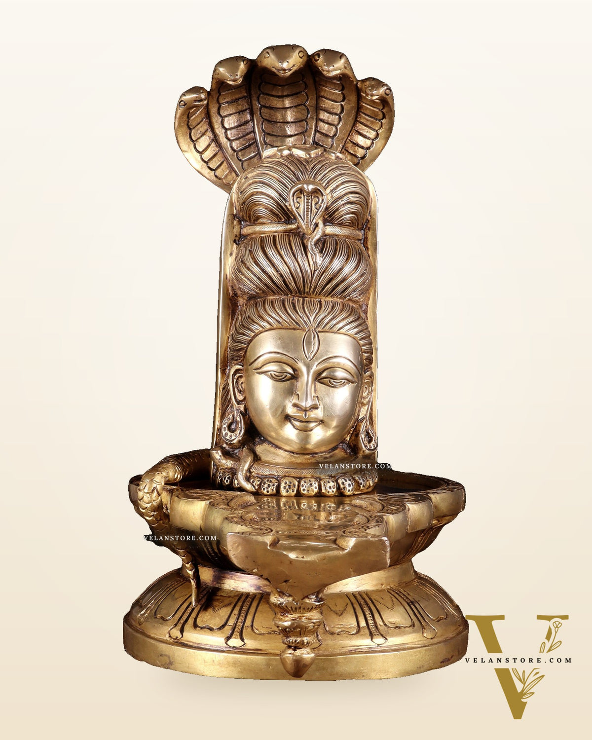 Pure Brass Lord Shiva Mukhalingam Shivling – 12 Inch
