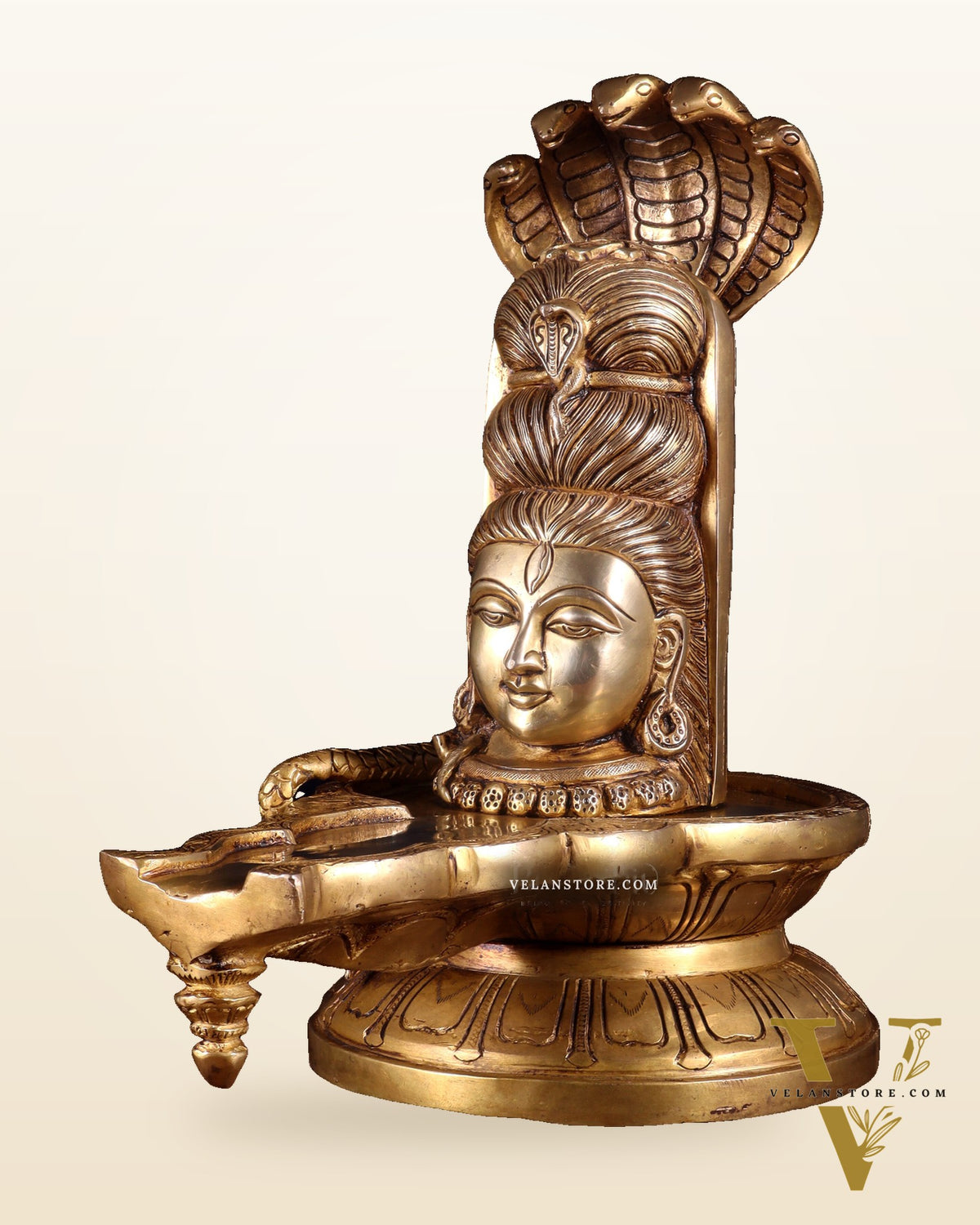 Pure Brass Lord Shiva Mukhalingam Shivling – 12 Inch