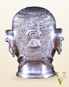 Pure Brass Lord Shiva Mukhlingam Face idol - Silver plated 6"
