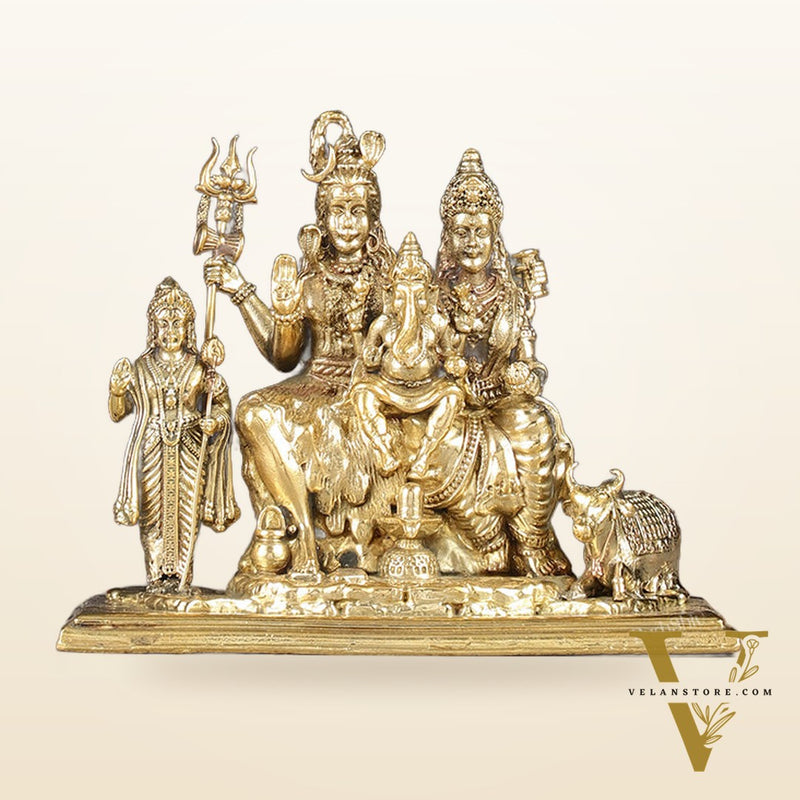 Pure Brass Lord Shiva Parivar Idol - 4"