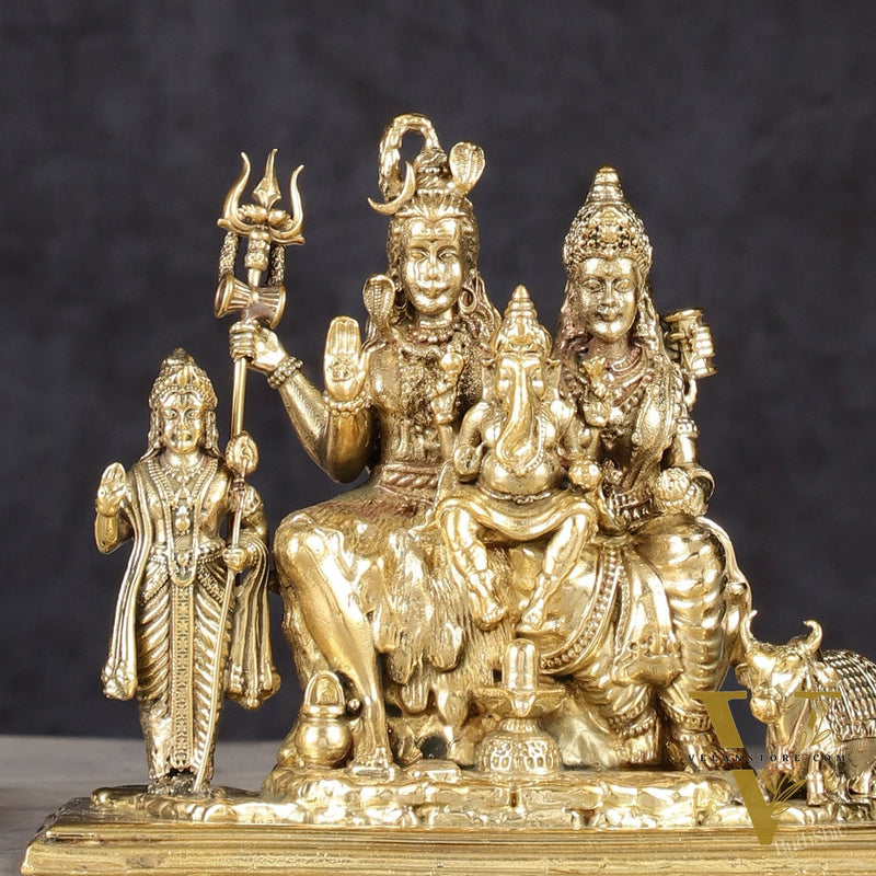 Pure Brass Lord Shiva Parivar Idol - 4"