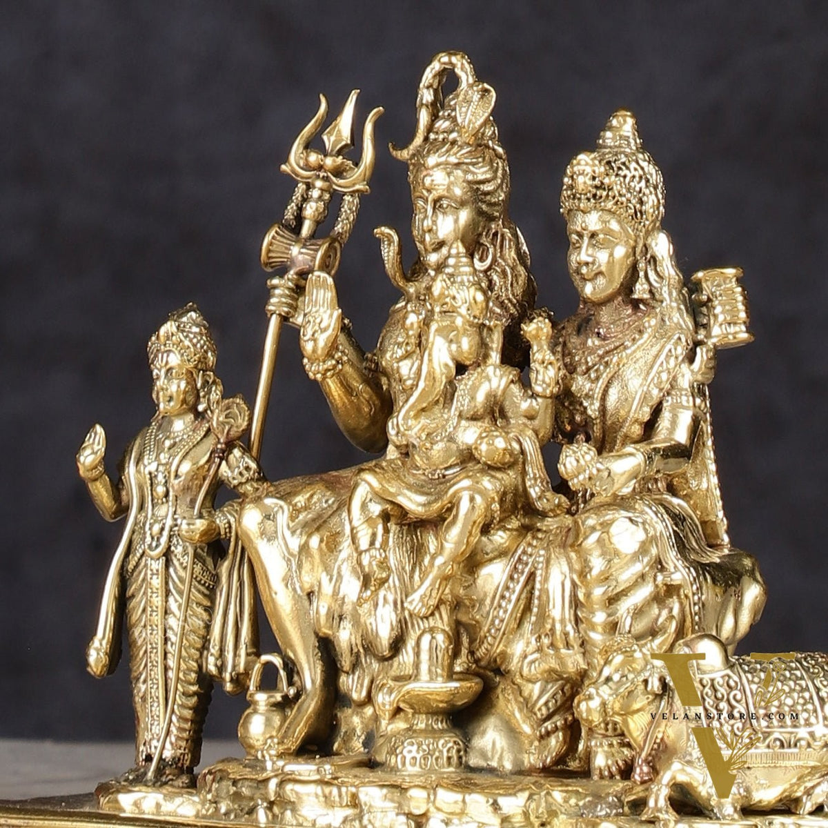 Pure Brass Lord Shiva Parivar Idol - 4"