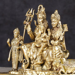Pure Brass Lord Shiva Parivar Idol - 4"