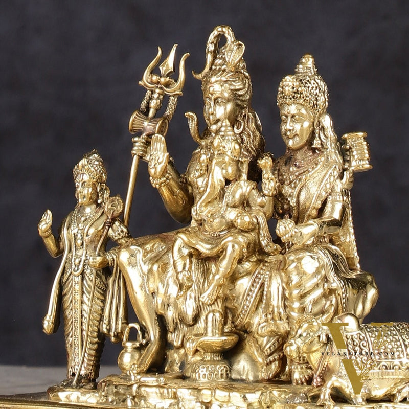Pure Brass Lord Shiva Parivar Idol - 4"