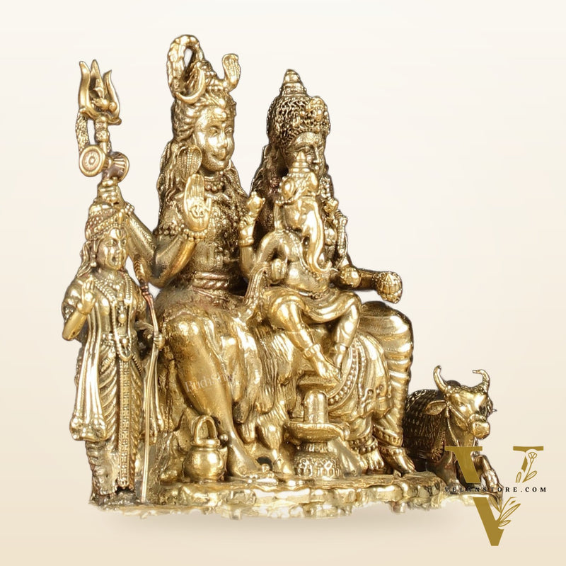 Pure Brass Lord Shiva Parivar Idol - 4"