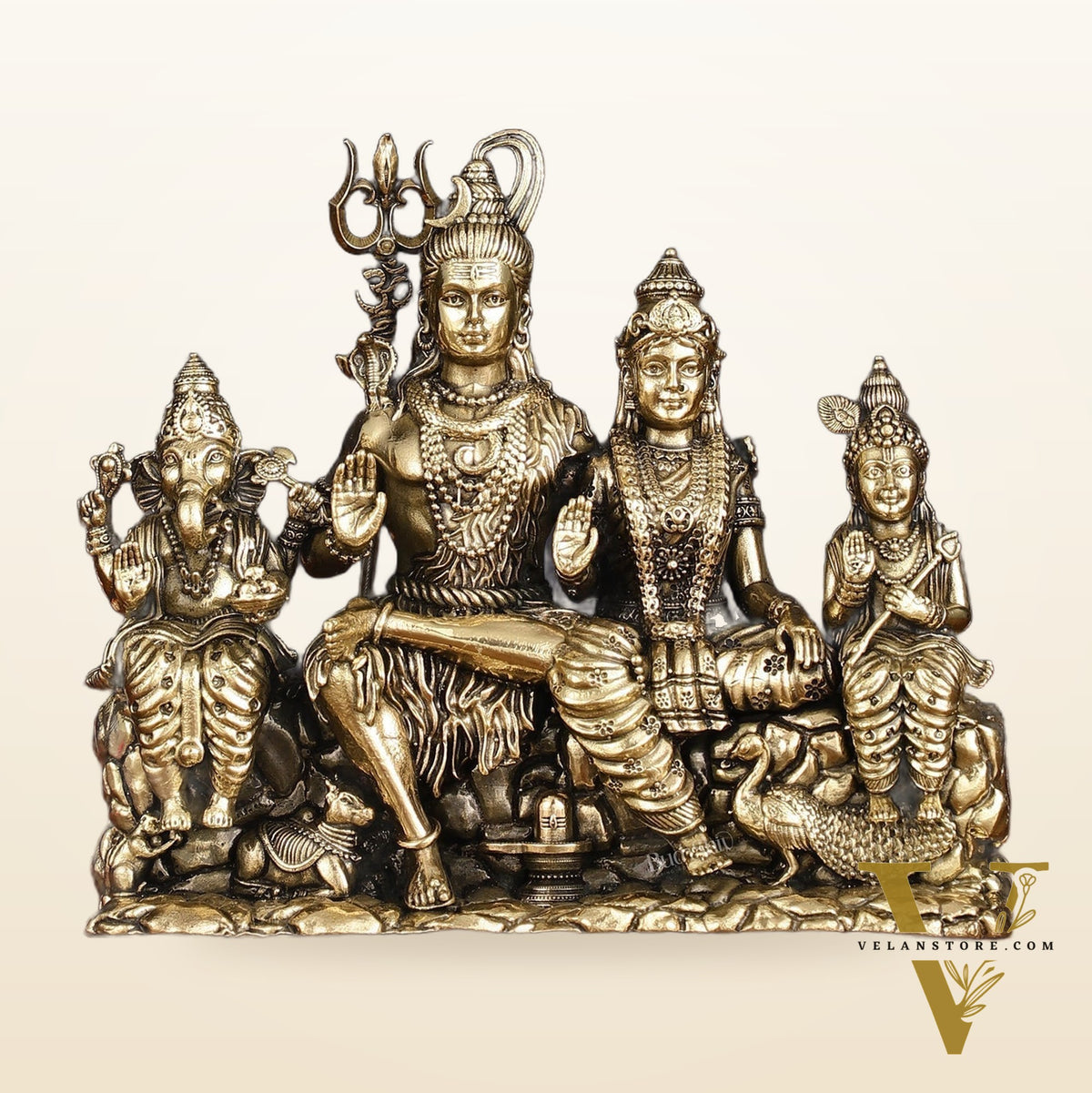 Pure Brass Lord Shiva Parivar Idol | Superfine Intricate | 5"