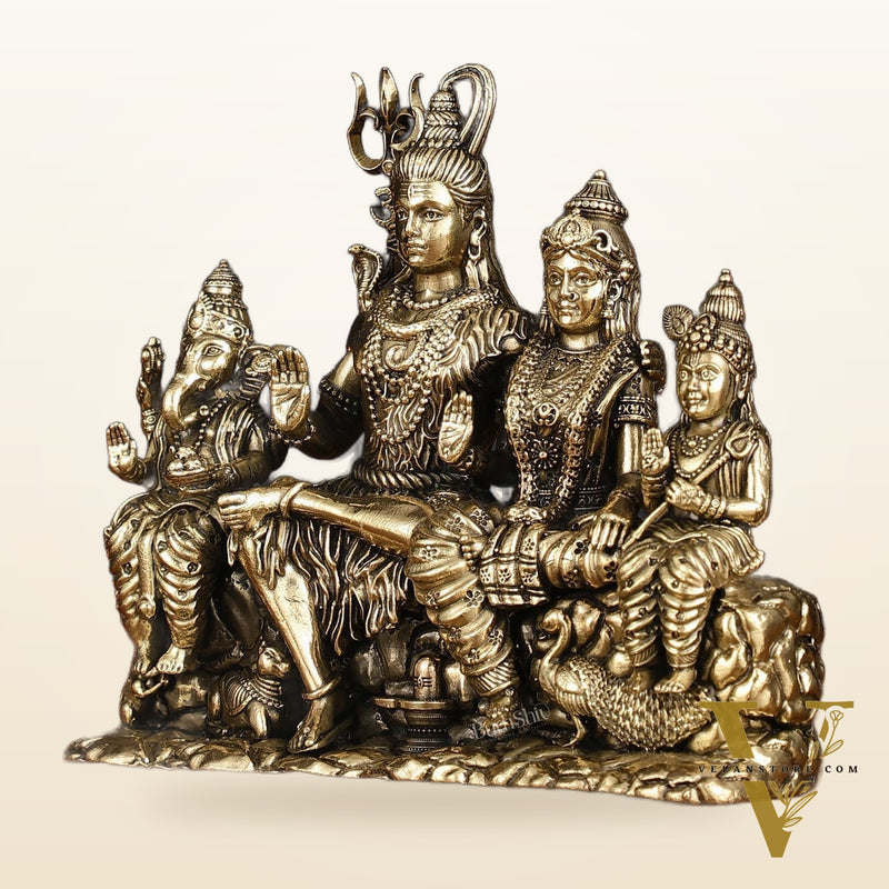 Pure Brass Lord Shiva Parivar Idol | Superfine Intricate | 5"