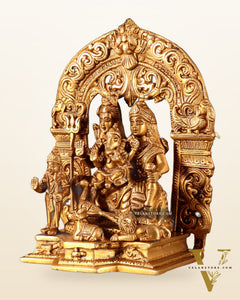 Pure Brass Lord Shiva Parivar with Arch 9"