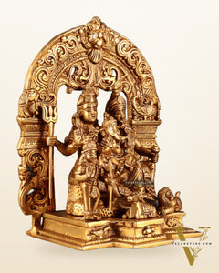 Pure Brass Lord Shiva Parivar with Arch 9"