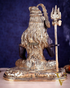 Pure Brass Lord Shiva Smiling Idol with Open Eyes 15" black gold