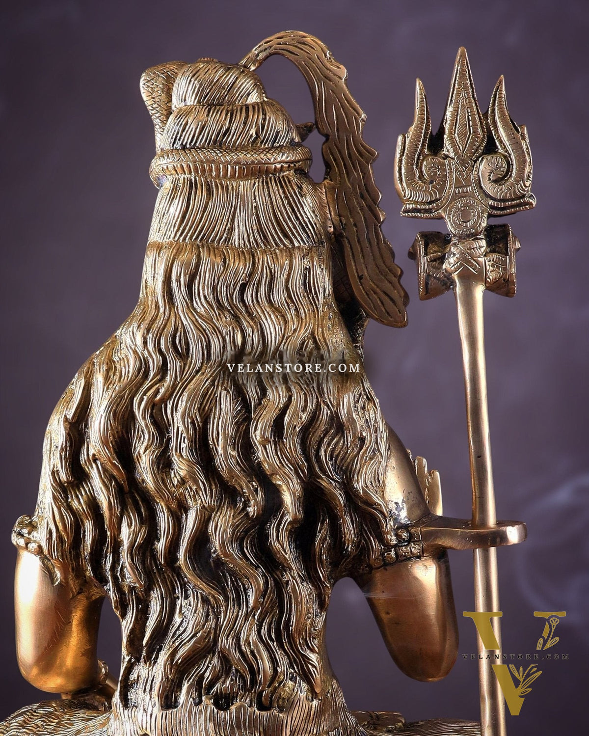 Pure Brass Lord Shiva Smiling Idol with Open Eyes 15"