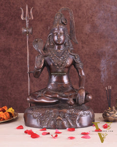 Pure Brass Lord Shiva Statue - 18" brown tone