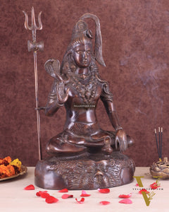Pure Brass Lord Shiva Statue - 18" brown tone