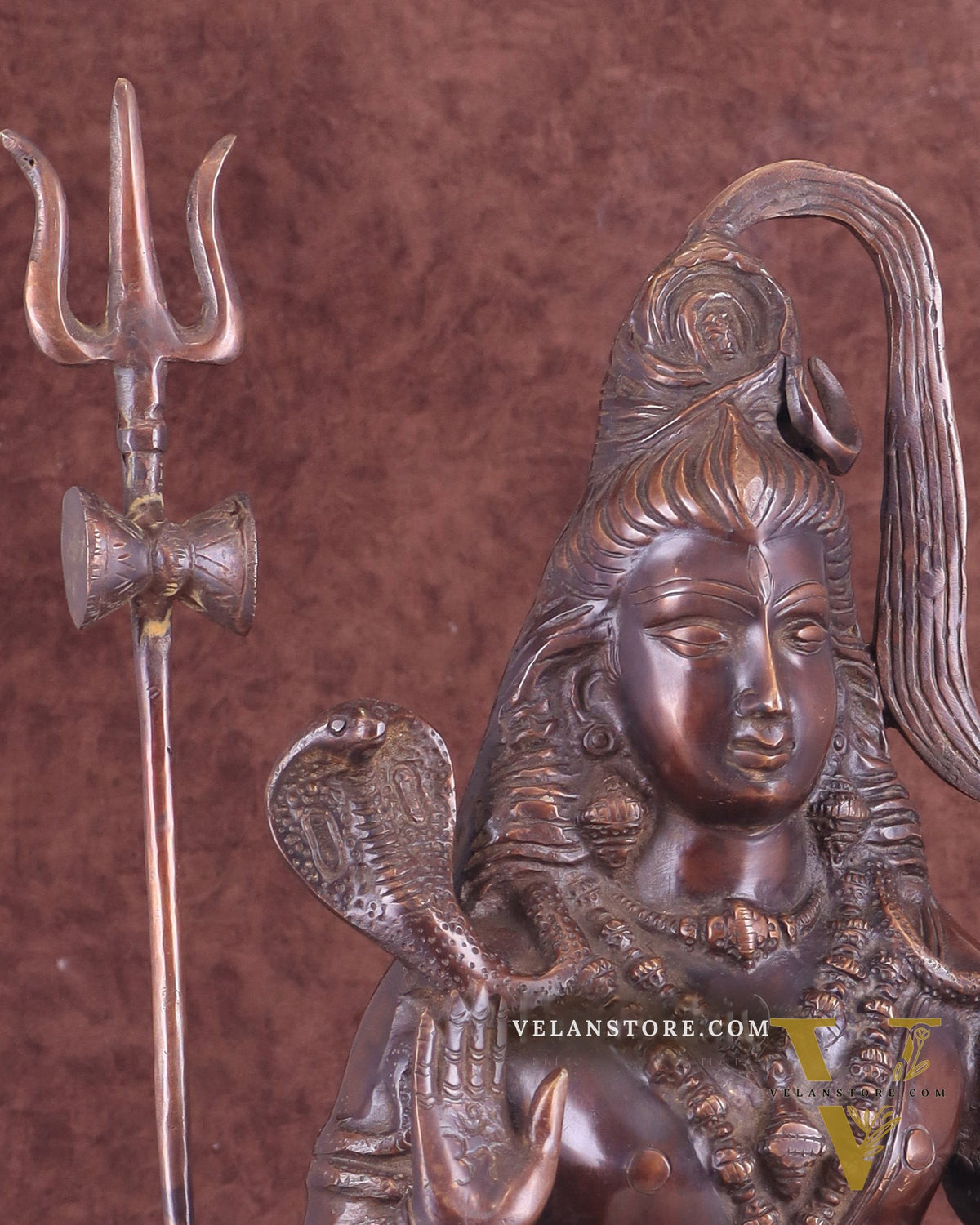 Pure Brass Lord Shiva Statue - 18" brown tone