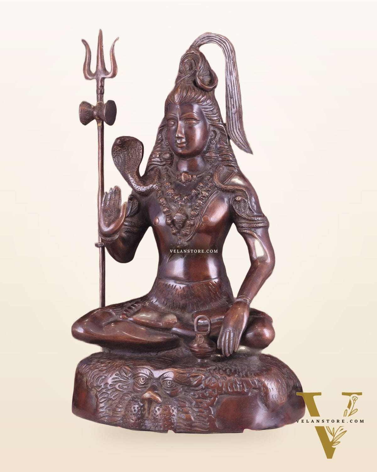 Pure Brass Lord Shiva Statue - 18" brown tone