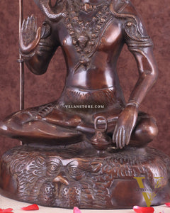Pure Brass Lord Shiva Statue - 18" brown tone