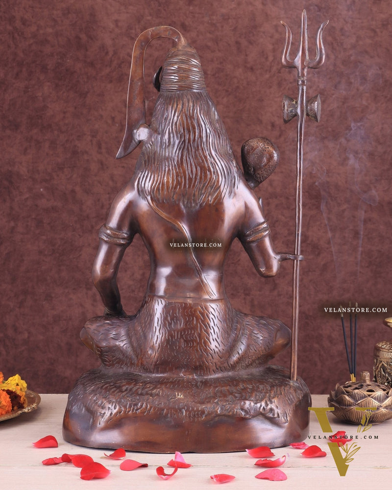Pure Brass Lord Shiva Statue - 18" brown tone