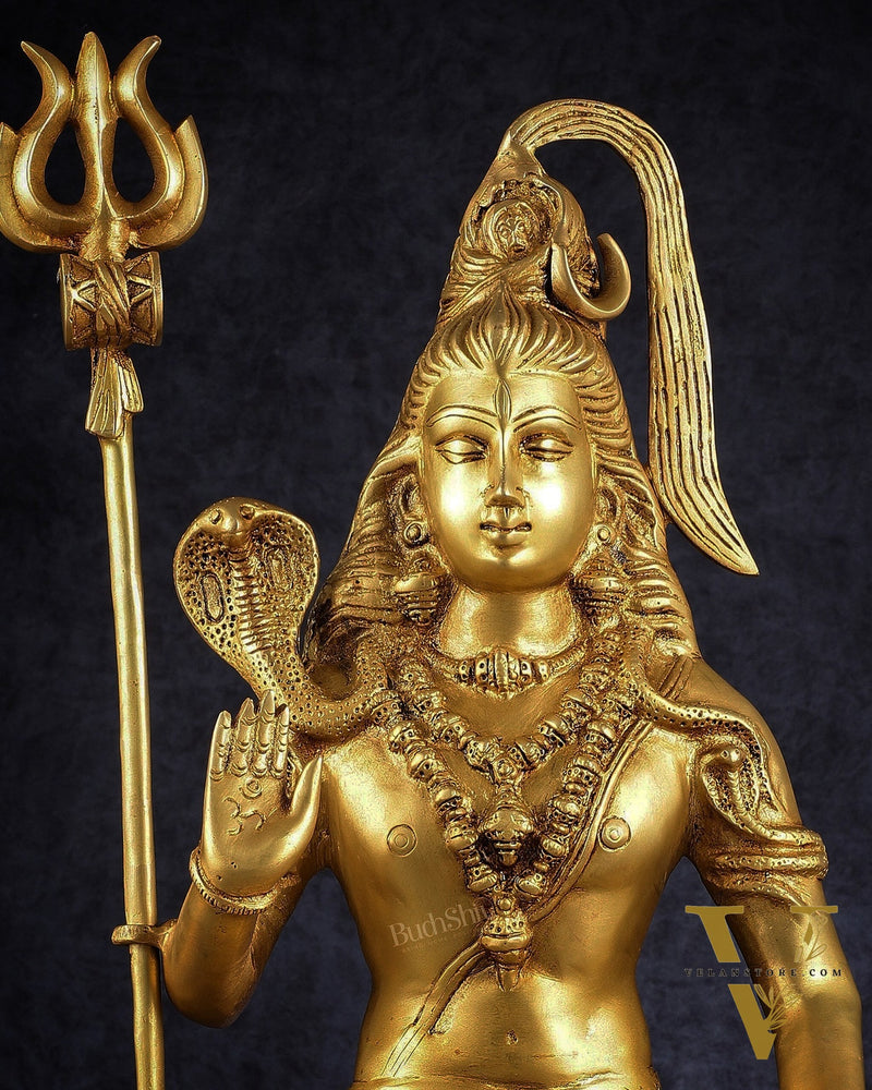 Pure Brass Lord Shiva Statue - 18"