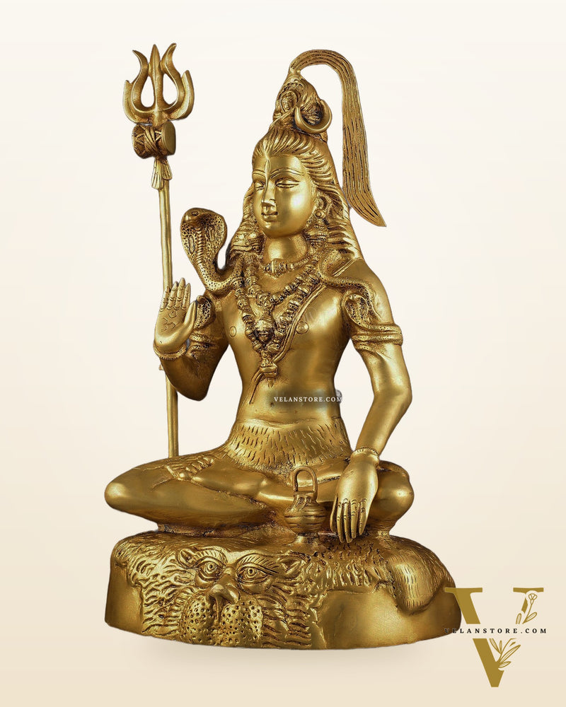 Pure Brass Lord Shiva Statue - 18"
