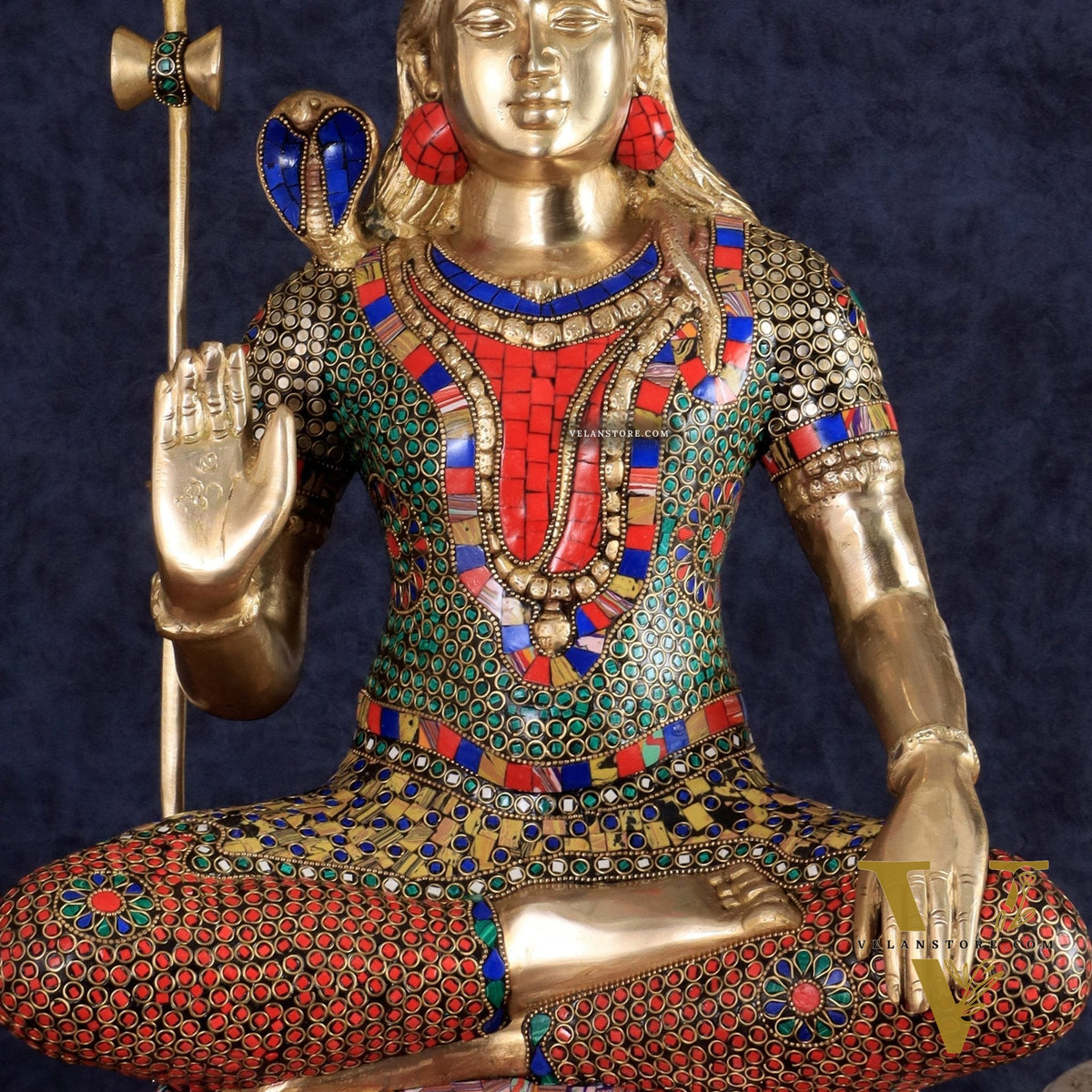 Pure Brass Lord Shiva Statue - 23" Meenakari