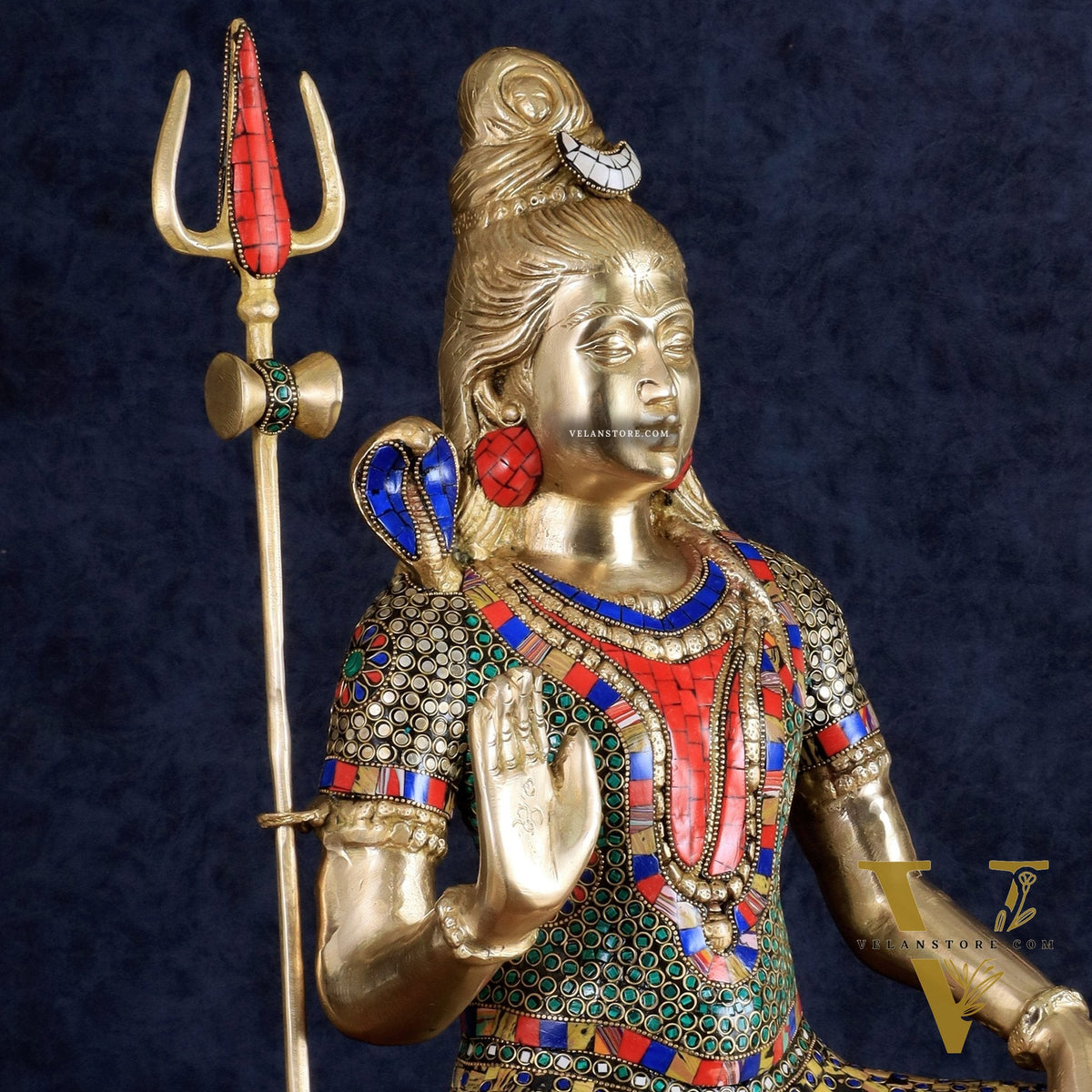 Pure Brass Lord Shiva Statue - 23" Meenakari