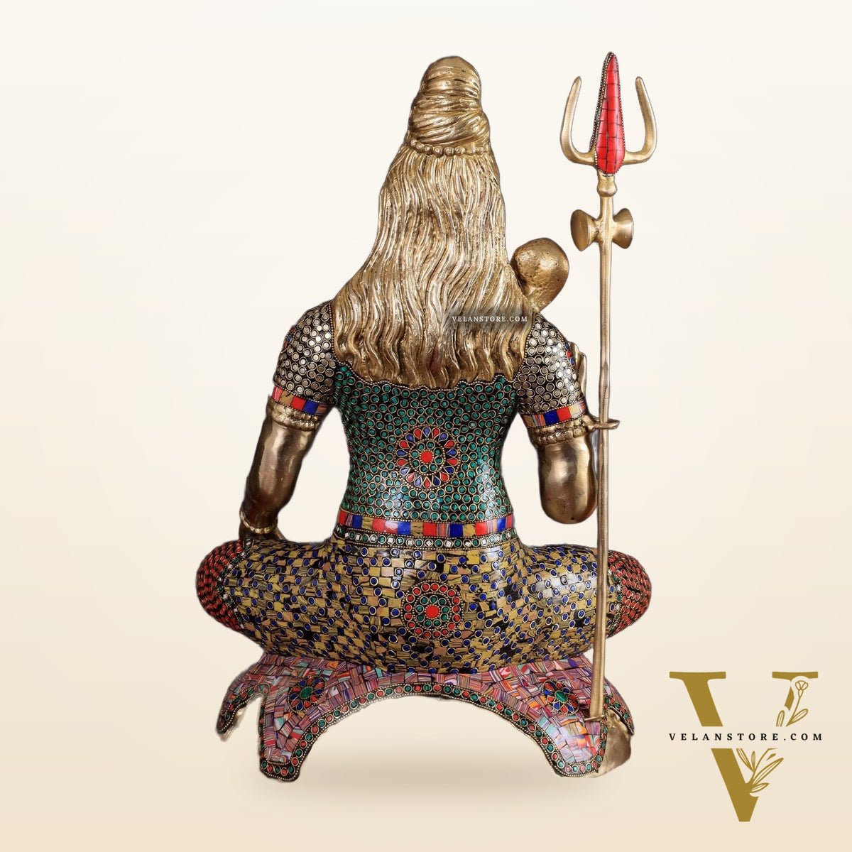 Pure Brass Lord Shiva Statue - 23" Meenakari