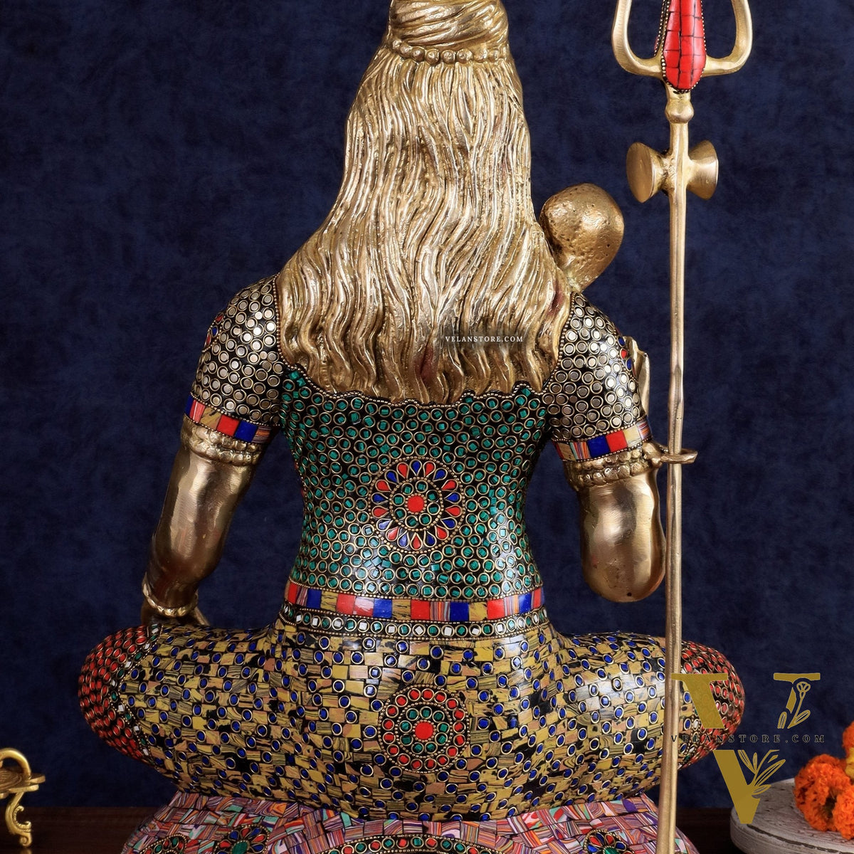 Pure Brass Lord Shiva Statue - 23" Meenakari