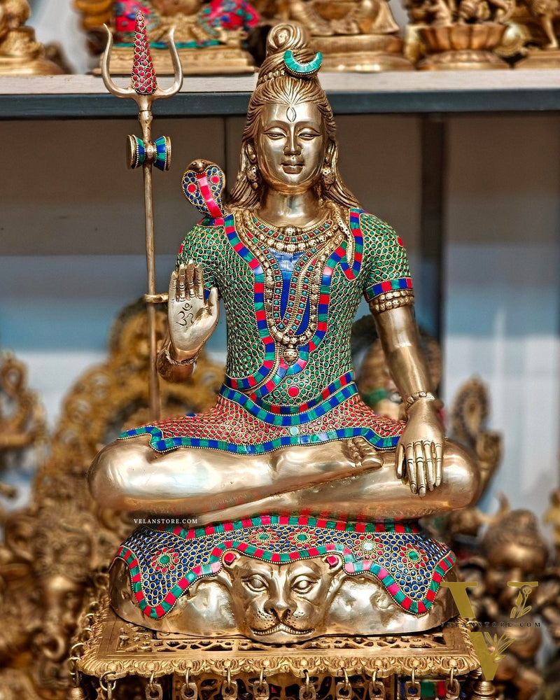 Pure Brass Lord Shiva Statue 23"