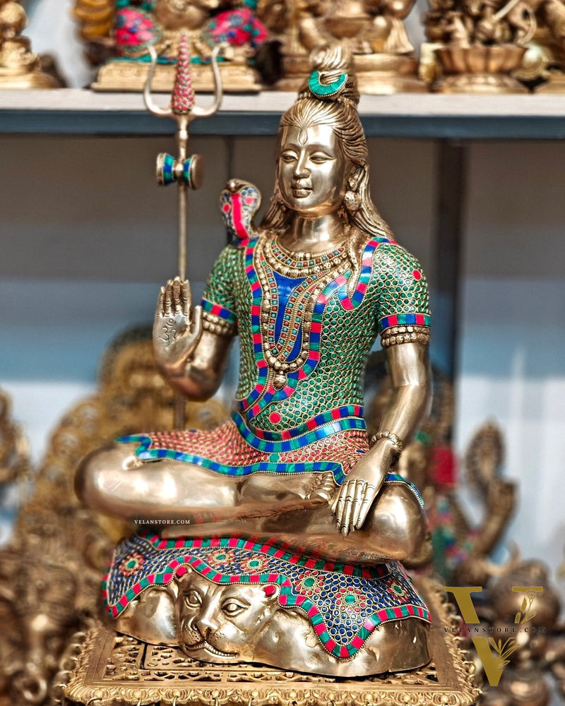 Pure Brass Lord Shiva Statue 23"