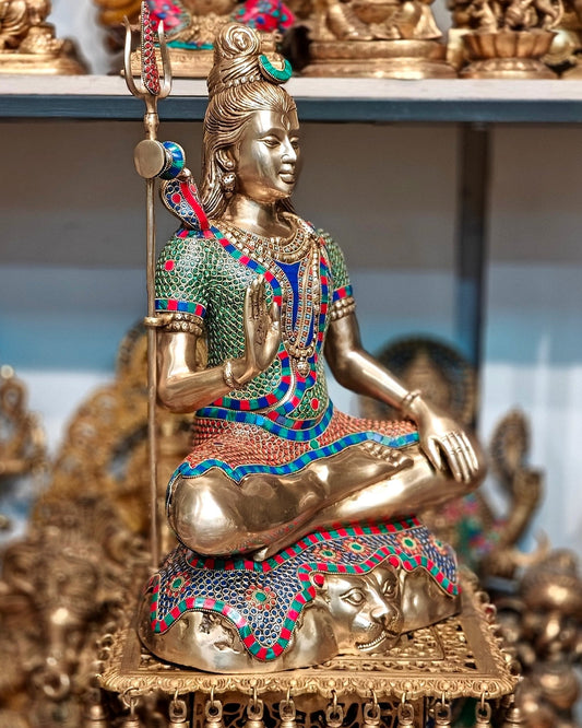 Pure Brass Lord Shiva Statue 23"