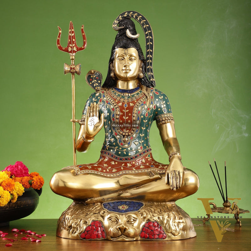 Pure Brass Lord Shiva Statue | Handcrafted | 22.5" Height